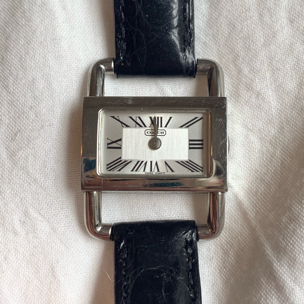 Black leather coach watch